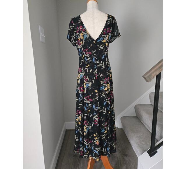 Vintage Kay Unger Silk Midi Asymmetric Floral Dress size 4 - Picture 3 of 8